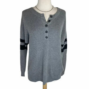 American Eagle S women’s gray ribbed Henley sweater‎